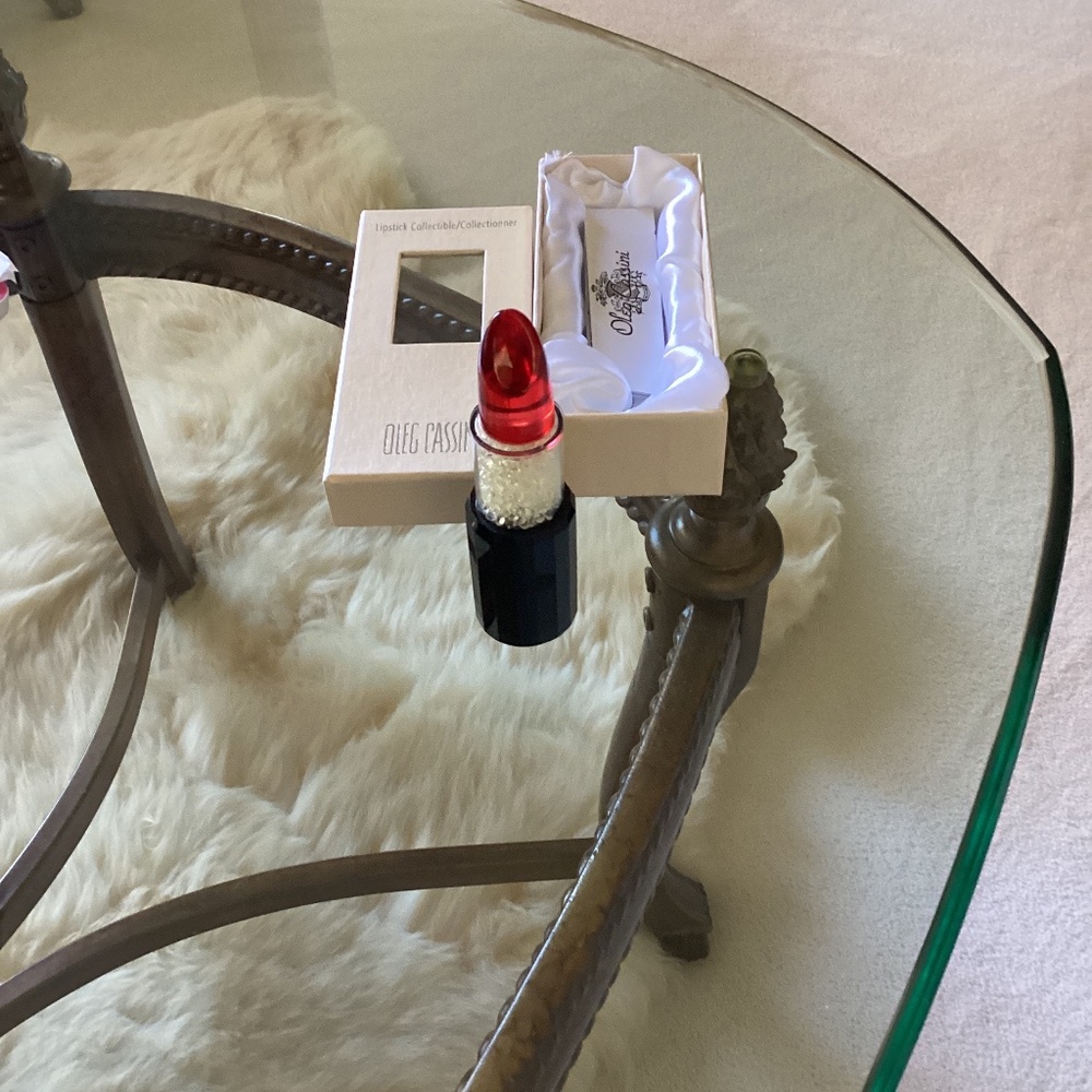 Signed Vintage Oleg Cassini Crystal Lipstick Collectible